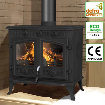 10KW Multifuel Stove Cast Iron Log Wood Burning Fireplace Defra Eco Design • £589.95