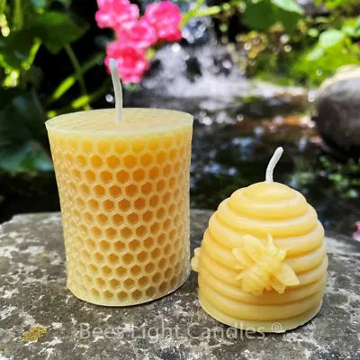 Honeybee Candle Gift Set / 100% Beeswax / Beehive / Cute Votive / All Natural 🐝 • $15.65