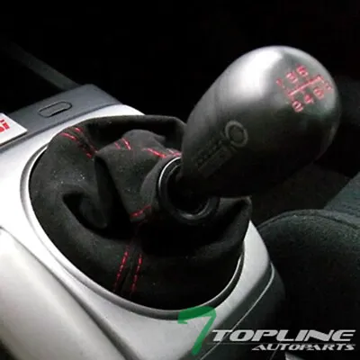 Topline For Mazda MT/AT Shifter Shift Boot Gear Cover - Black Suede W/Red Stitch • $10