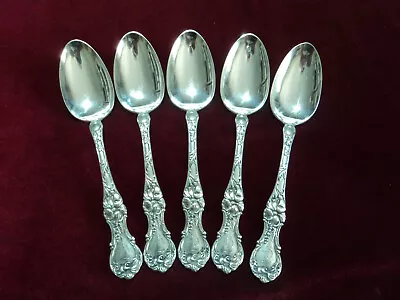 Silverplate Flatware Lot Of 5 Wallace Floral 1902 Oval Soup Spoons Mono • $49.99