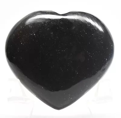 2.3  Silver Sheen Black Obsidian / Volcanic Glass Crystal Mineral Heart - Mexico • $26.36