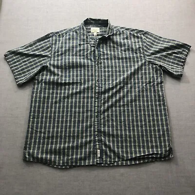 Cabelas Short Sleeve Button Up Shirt Mens Size 2XL Blue Plaid Coolmax Polyester • $16.10
