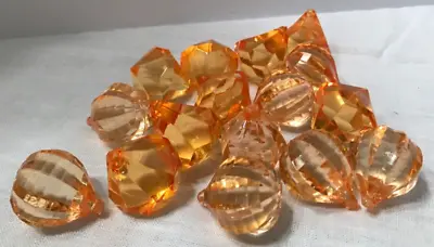 16 Orange Acrylic Faceted Prisms Chandelier Parts Ornament • $19.99