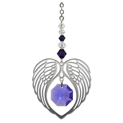 £12.99 • Buy Angel Wing Heart - Amethyst February Birthstone Crystal Suncatcher Keepsake Gift