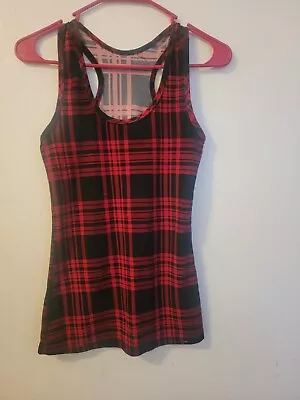 Red Black Plaid Tank Top Shirt Size Small • £11.40