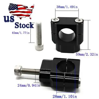 Aluminum Black 1 1/8'' 28mm CNC HandleBar Fat Bar Risers Mount Clamp Adapter • $18.89