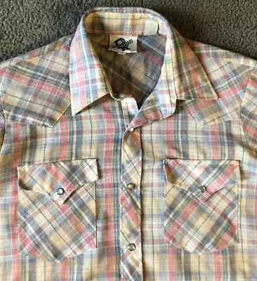 VTG DR Westerns Men's Muted Plaid Pearl Snap Western Shirt - Medium Slim Fit • $20