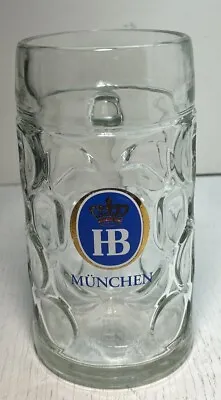 HB Hofbrauhaus Munchen Munich German 1 Liter Glass Dimpled Beer Stein LARGE Mug • $17.99