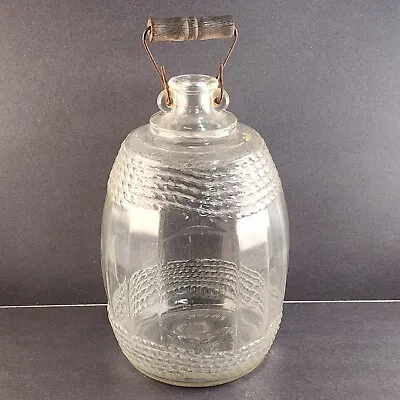 Jordan Wine Co LTD 1935 Rare Huge Clear Glass Bottle Jug Wood Handle No Stopper • $69.95