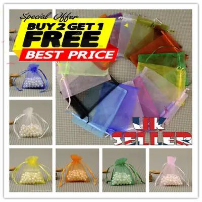 10-100Pcs Organza Gift Bags Wedding Party Favour Xmas Jewellery Candy Pouches • £1.78