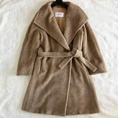 Finest White Tag Max Mara Alpaca Belted Wrap Coat 38 Camel • $970