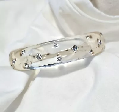 Vintage Lucite Bangle Bracelet Rhinestone Detail • $22