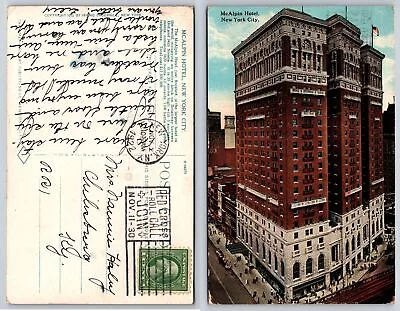 Vintage Postcard - McAlpin Hotel New York City NY Irving Underhill C1913 • $15.85