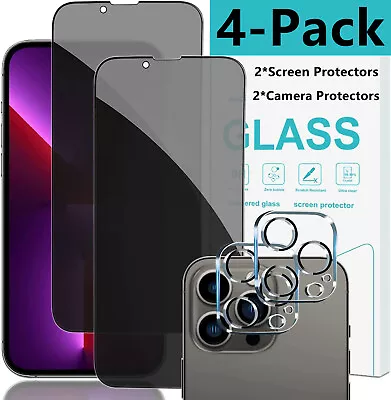 For IPhone 15 14 13 12 11 Pro Max Privacy Tempered Glass Screen Camera Protector • $8.99