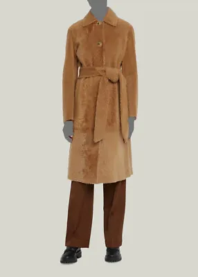 $4995 Vince Women's Brown Shearling Reversible Long-Belted Jacket Coat Size XS • $1598.78