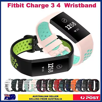 For Fitbit Charge 3 4 Sports Band Silicone Replacement Strap Wristband Bands • $6.45