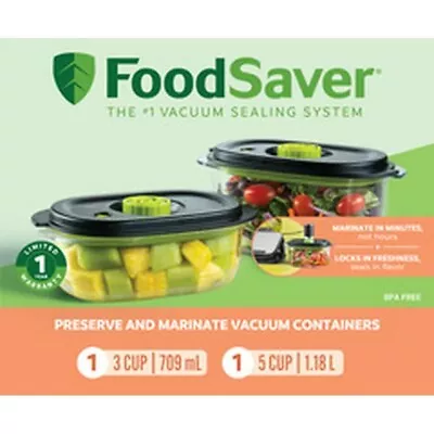 FOODSAVER Preserve & Marinate 3-Cup & 5-Cup Vacuum Container Set With Lids • $33.29