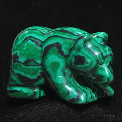 2  Green Malachite Gemstone Hand Carved Bear Reiki  Animal Figurine Chakra Decor • $7.95