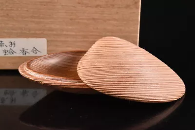 F6411: Japanese Wooden Lacquer Ware Clam-shaped INCENSE BURNER W/signed Box • £12.04