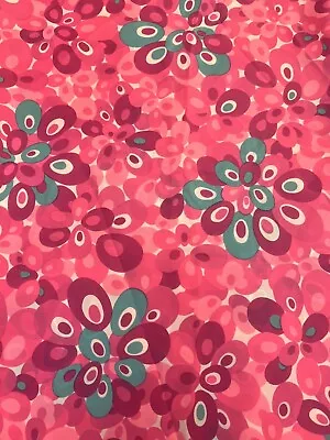 Mid Century Pink Purple Blue Flower Power Clothing Fabric 45x63 • $14.99