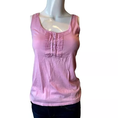 Martin + Osa Womens Tank Top Pleated Henley 100% Cotton Sleeveless Pink Size XS • $25