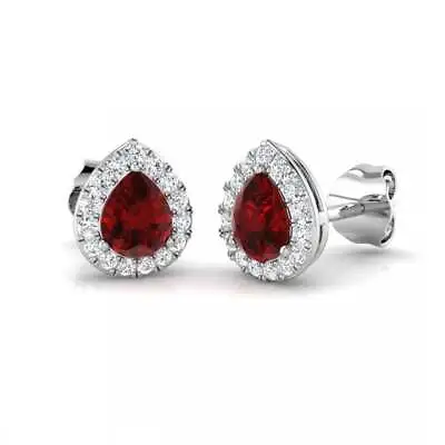 (AGJLM) 18ct White Gold 0.77ct Ruby And 0.18ct Diamond Stud Earrings NEW • £695