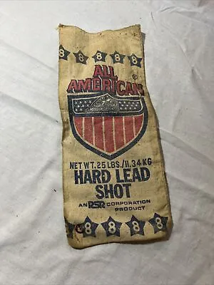 All American Hard Lead Shot #8 EMPTY 25 LB Canvas Bag An RSR Corporation Product • $1