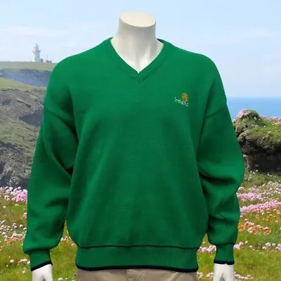 Blarney Woolen Mills “Ireland” Made Green Shamrock Sweater St Patrick Men’s XL • $34.99