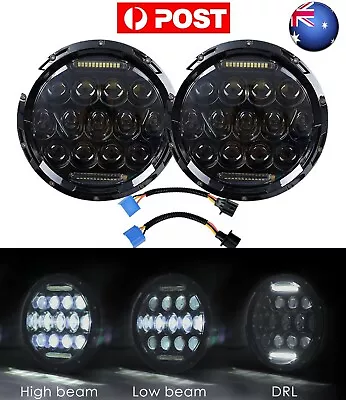 2Pcs 7  Inch Black LED Headlight DRL For For Land Rover Defender 90 110 130 AU • $172.29