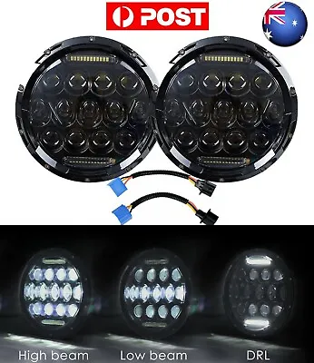 AU 2Pcs 7  Inch Black LED Headlight DRL For JEEP JK GQ PATROL Projector Insert • $167.99