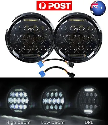 Pair 7  Inch Black LED Headlight DRL For For Land Rover Defender 90 110 130 AU • $172.89