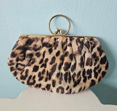 True Vintage Mob Wife Aesthetic Leopard Print Faux Fur Clutch Purse Bag 60s 70s • $24.99