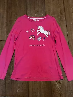 Joules Girls Pink Rainbow Unicorn Long Sleeve Top 11-12 Years • £3.50