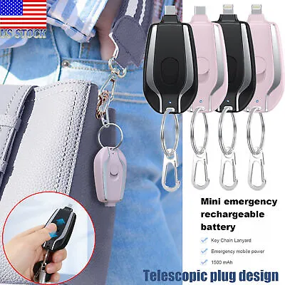 Portable Mini Keychain Power Bank 1500mAh Emergency Charger For IPhone Android • $6.95