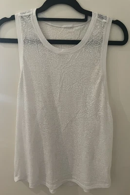 $10 • Buy LULULEMON Singlet Workout Top Mesh White S: CAN 6 AU 10