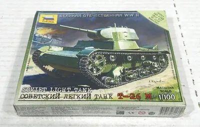 FACTORY SEALED Zvezda T-26 M Soviet Light Tank 1:100 Kit #6113 Snap Fit • $11.91