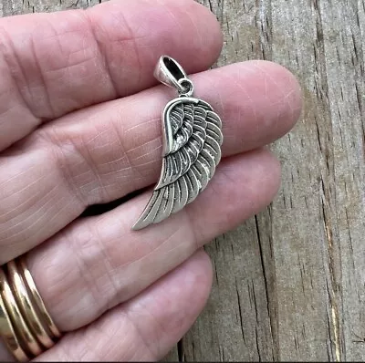 Solid 925 Sterling Silver ANGEL WING Pendant Handcrafted Hope & Protection Charm • $19.95