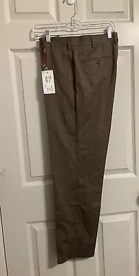 Zanella Mens Lightweight Wool Flat Front Dress Pants Brown 34/30 Trousers NWT  • $120