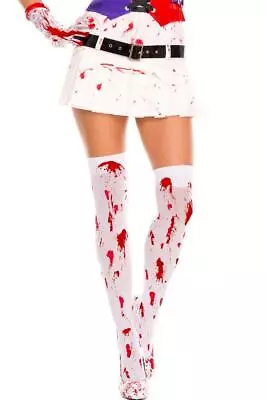 Sexy MUSIC LEGS Bloody SPLATTERED Opaque ZOMBIE Halloween THIGH Highs STOCKINGS • $7.89