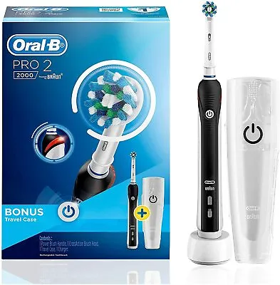 $99.95 • Buy Oral B Pro 2 2000 Electric Toothbrush - Black With Travel Case