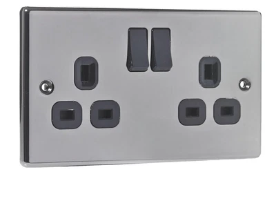 £12 • Buy Wilko Twin 13 Amp Black Nickel Switch Socket