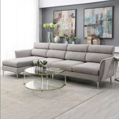 NEW Modern 111  Sectional Sofa Black  Contemporary Fabric Living Room Set • $686