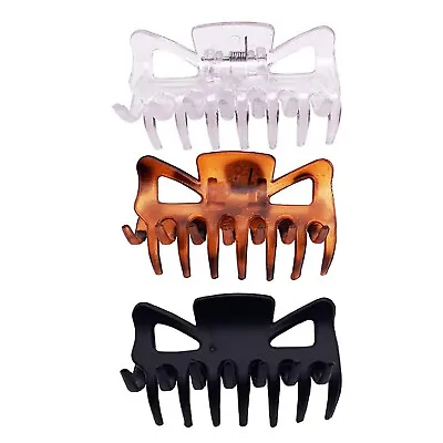 3 X Butterfly HAIR CLIPS Salon Hairdresser Clamps Claw Grip Black Brown Large UK • £6.99
