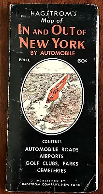 Hagstrom's Map Of New York C. 1940-50's Tourist's Road Map Parks Cemeteries • $60