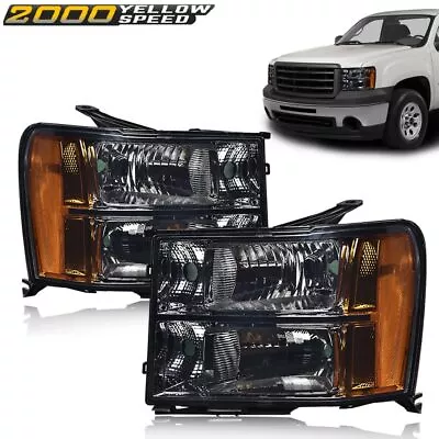 Smoked Lens Headlight Head Lamps Fit For 2007-2014 GMC Sierra 1500 2500 3500 • $71.99