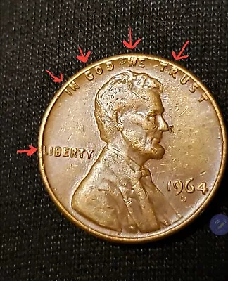 1964 D Lincoln Penny - Errors On Top Rim  L  In Liberty On Edge & More. RARE! • $374.99