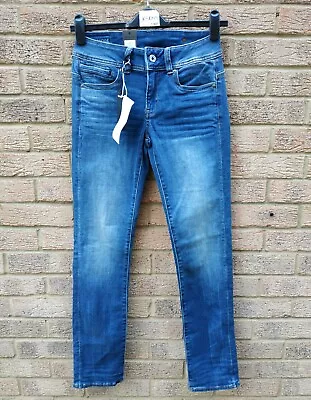 G-STAR RAW Midge Saddle Mid Waist Straight Jeans Women's W29 L32 Blue • £30