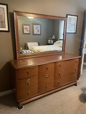 Mid Century Modern Walnut Dresser & Mirror  By Kent Coffey “The Penthouse” • $1500