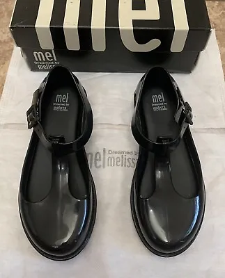 MEL By Melissa Kazakova Mary Jane Flat Shoes Black With Buckles Sz 1 Girls New • $35