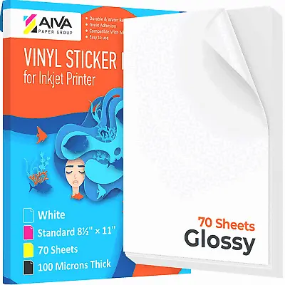 Printable Vinyl Sticker Paper Waterproof Decal Paper For Inkjet Printer 70 Sheet • $47.33